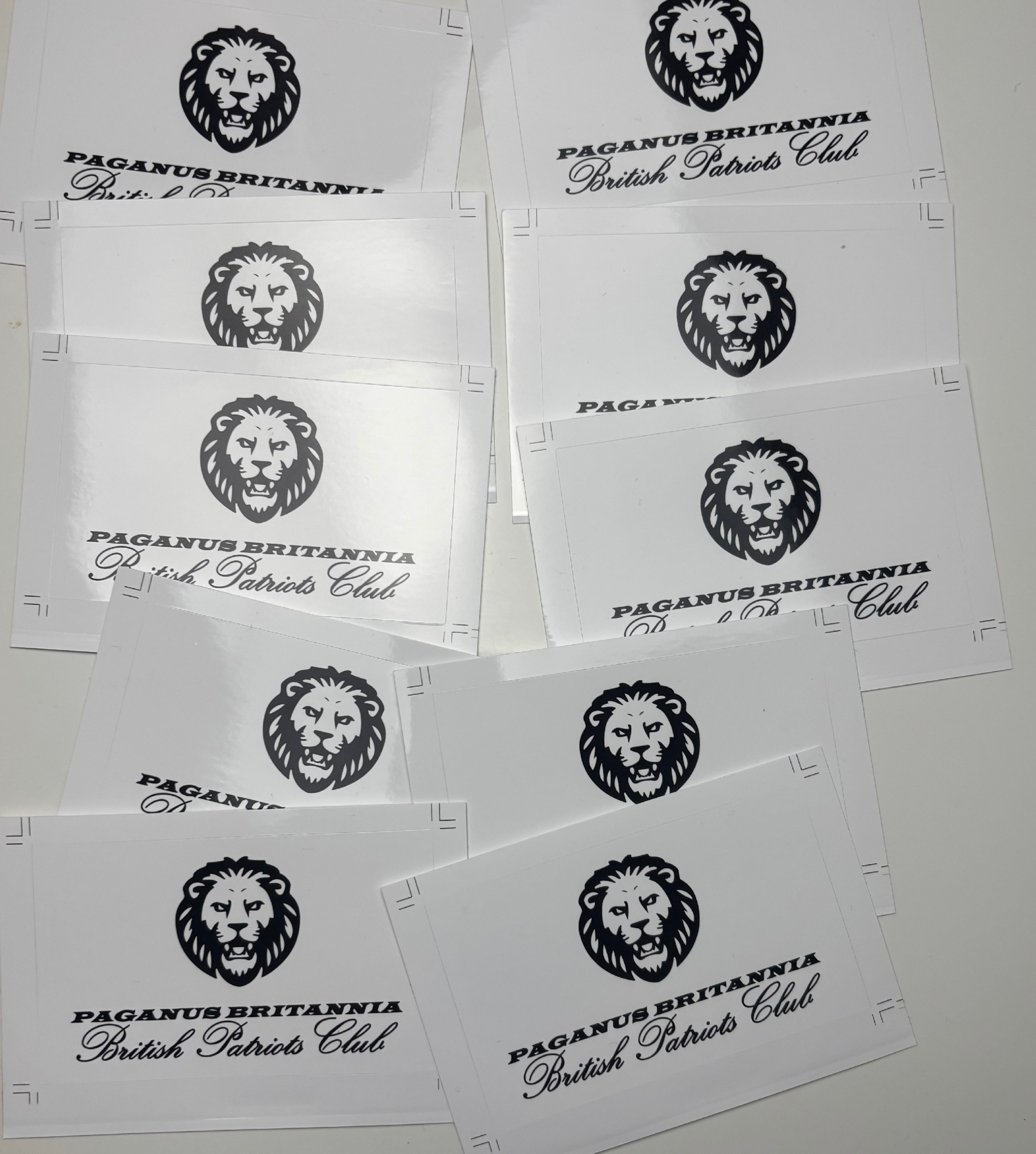Charity Stickers: Pack of 10 British Patriots Club stickers Paganus Britannia