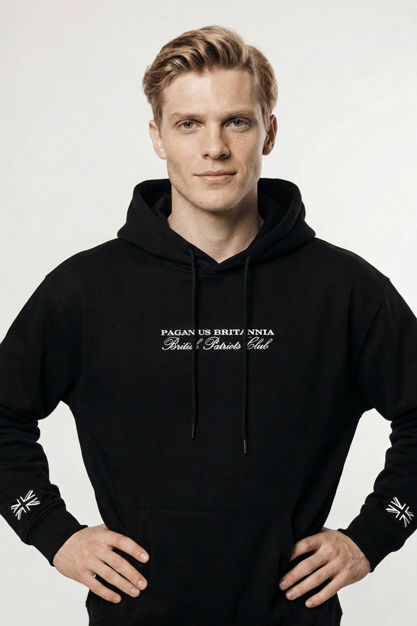 Black cotton hoodie. Ultra Heavy 500 gsm. Paganus Britannia