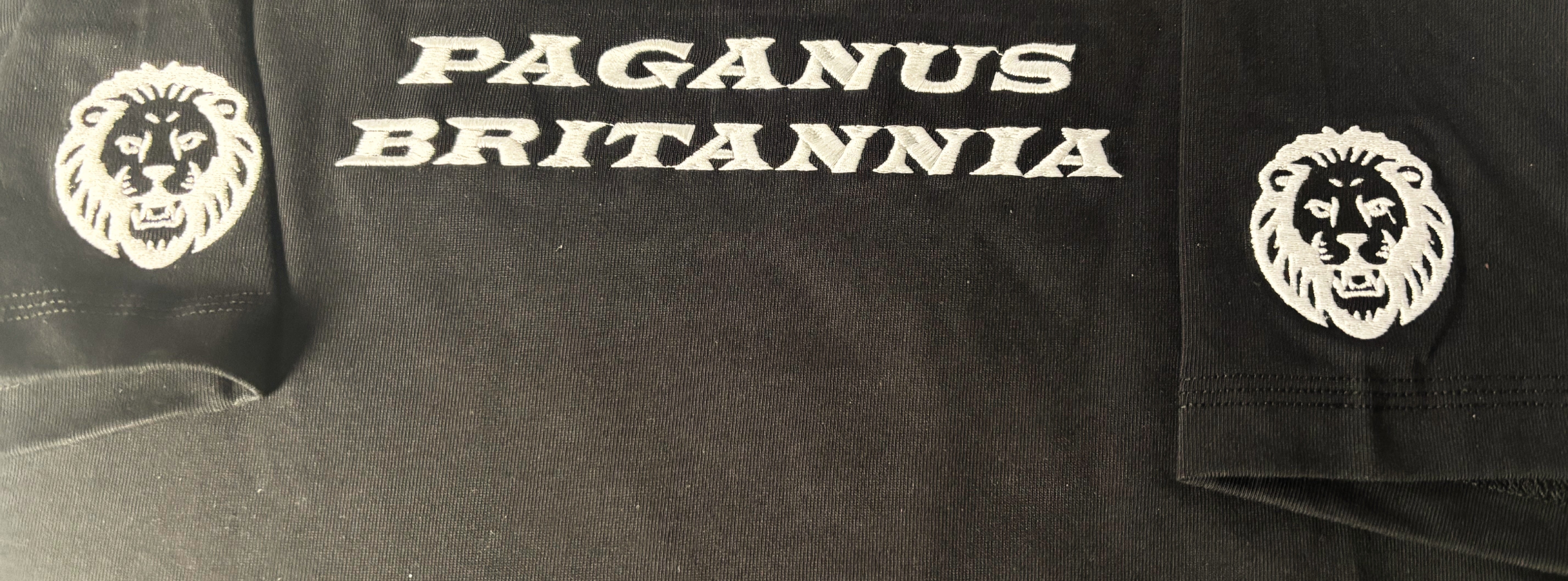 Black ultra heavy t-shirt. PAGANUS BRITANNIA. 320GSM organic cotton. Paganus Britannia