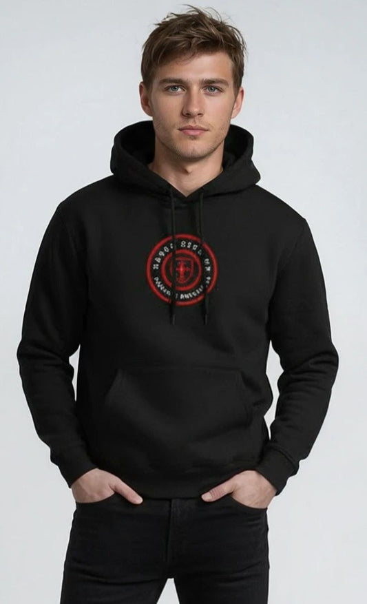 Black heavy 400gsm cotton hoodie Never Give Up collection. Due in stock 30.10