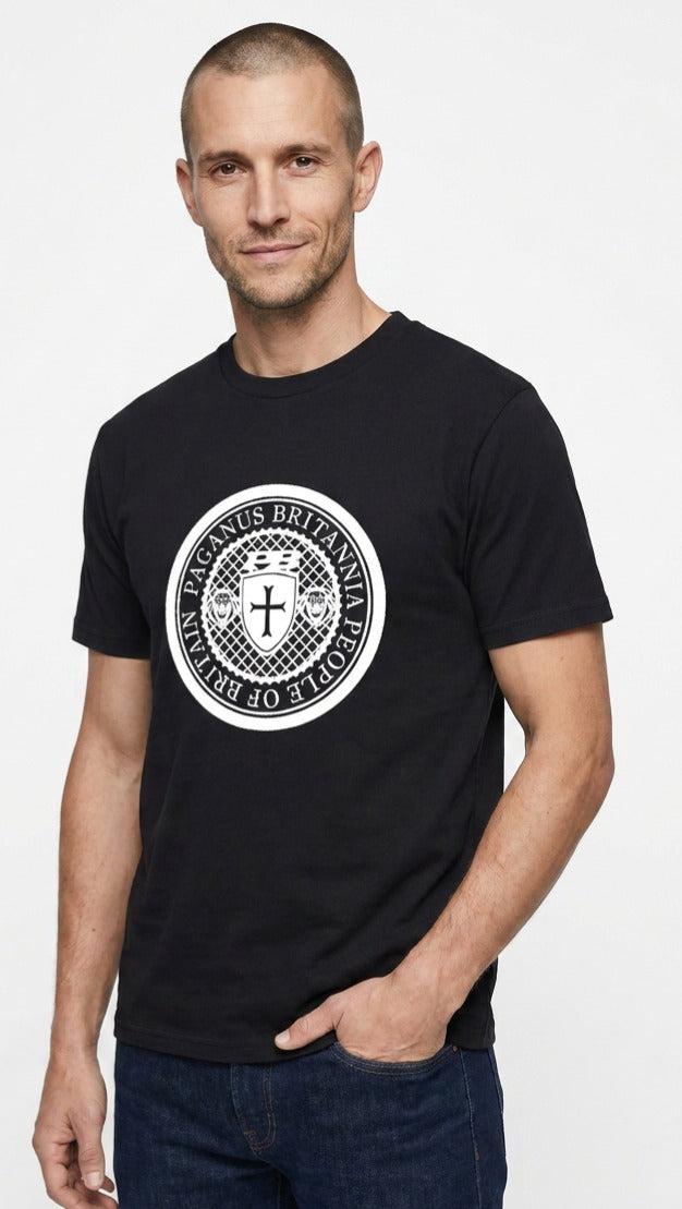 Man wearing a black PAGANUS BRITANNIA