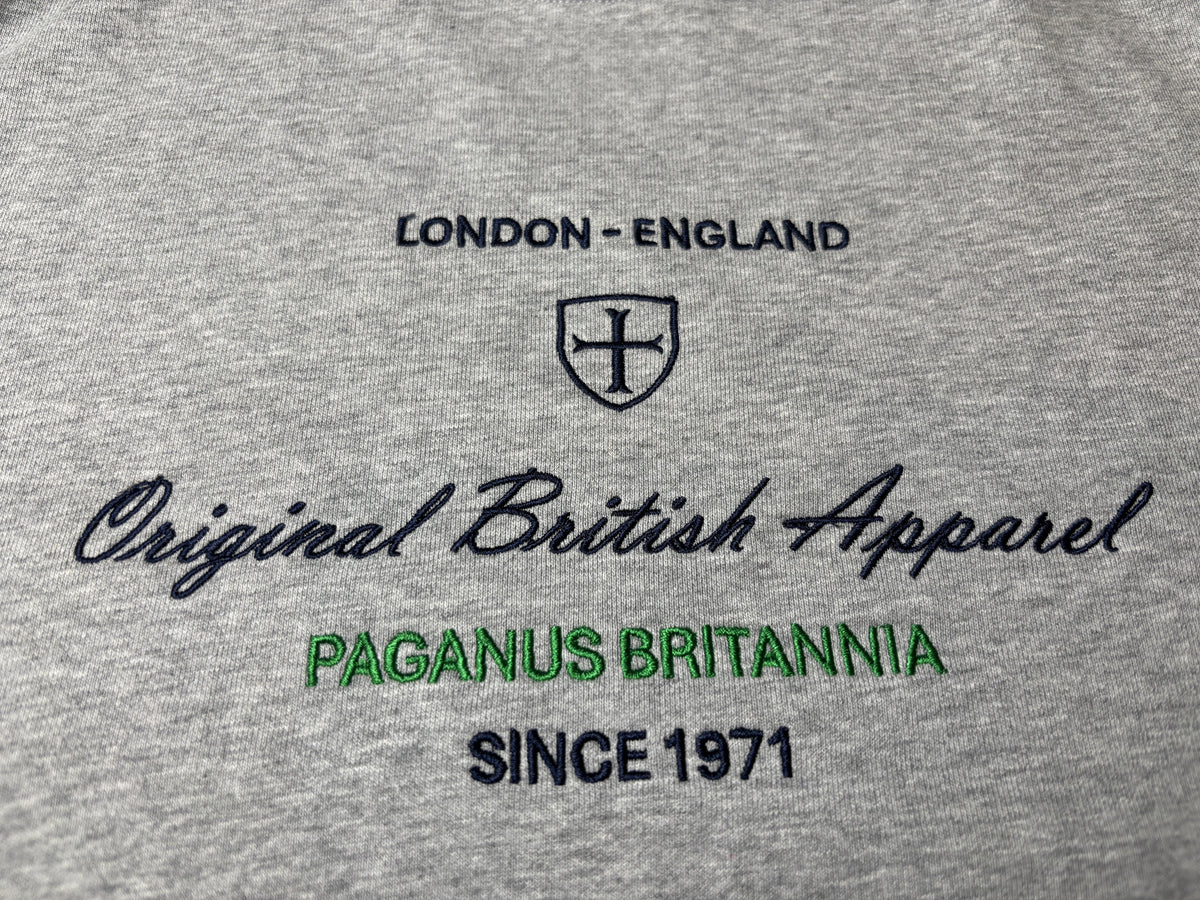 Original British Apparel grey 360 gsm French terry cotton sweatshirt Paganus Britannia