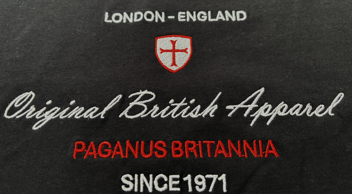 Original British Apparel black heavy 280 gsm cotton t-shirt. Paganus Britannia