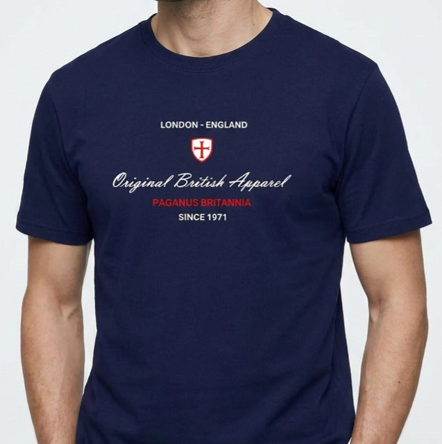 Original British Apparel Blue t-shirt £15 limited quantity of advance order discounts. Paganus Britannia