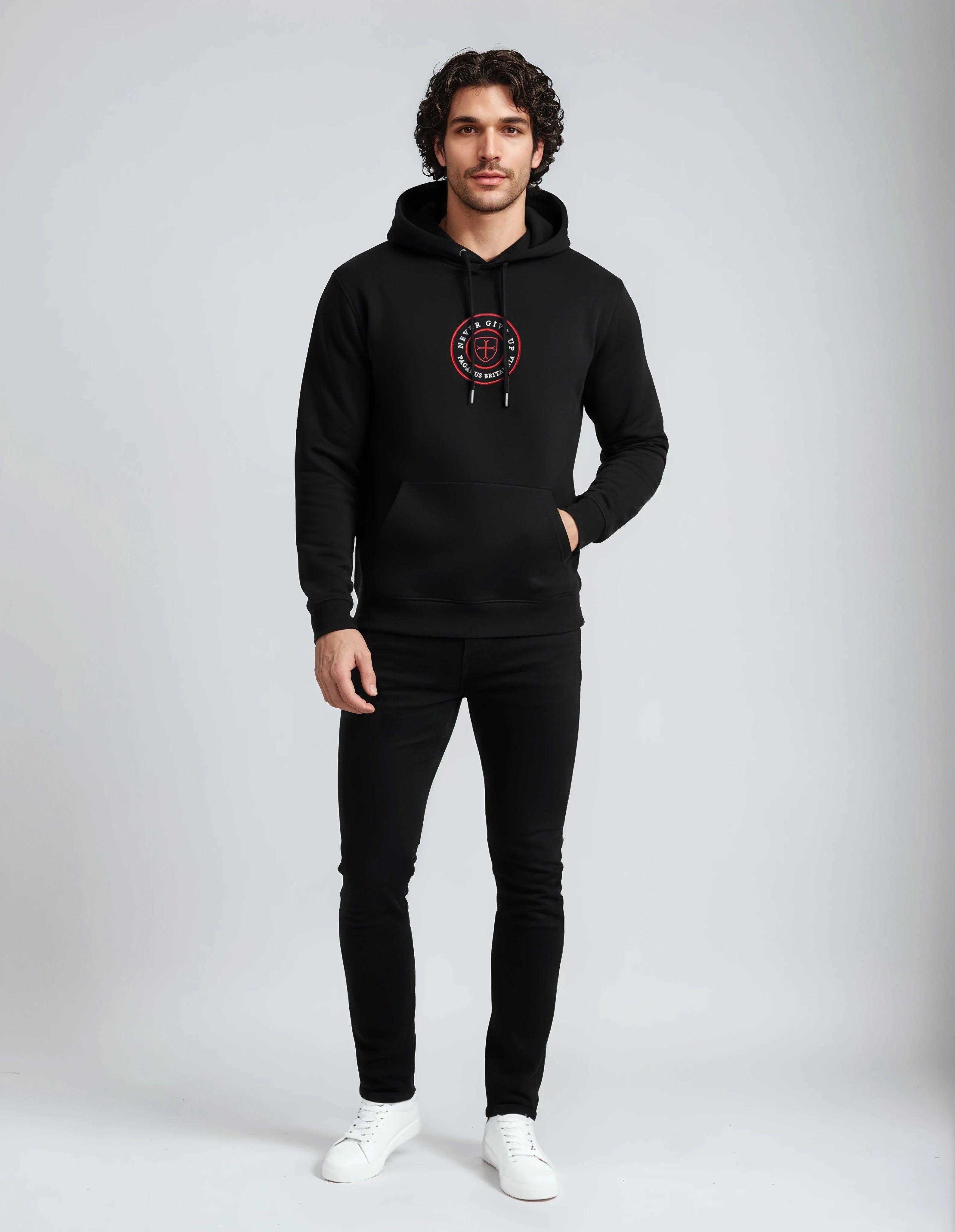 Black heavy 360gsm cotton hoodie Paganus Britannia