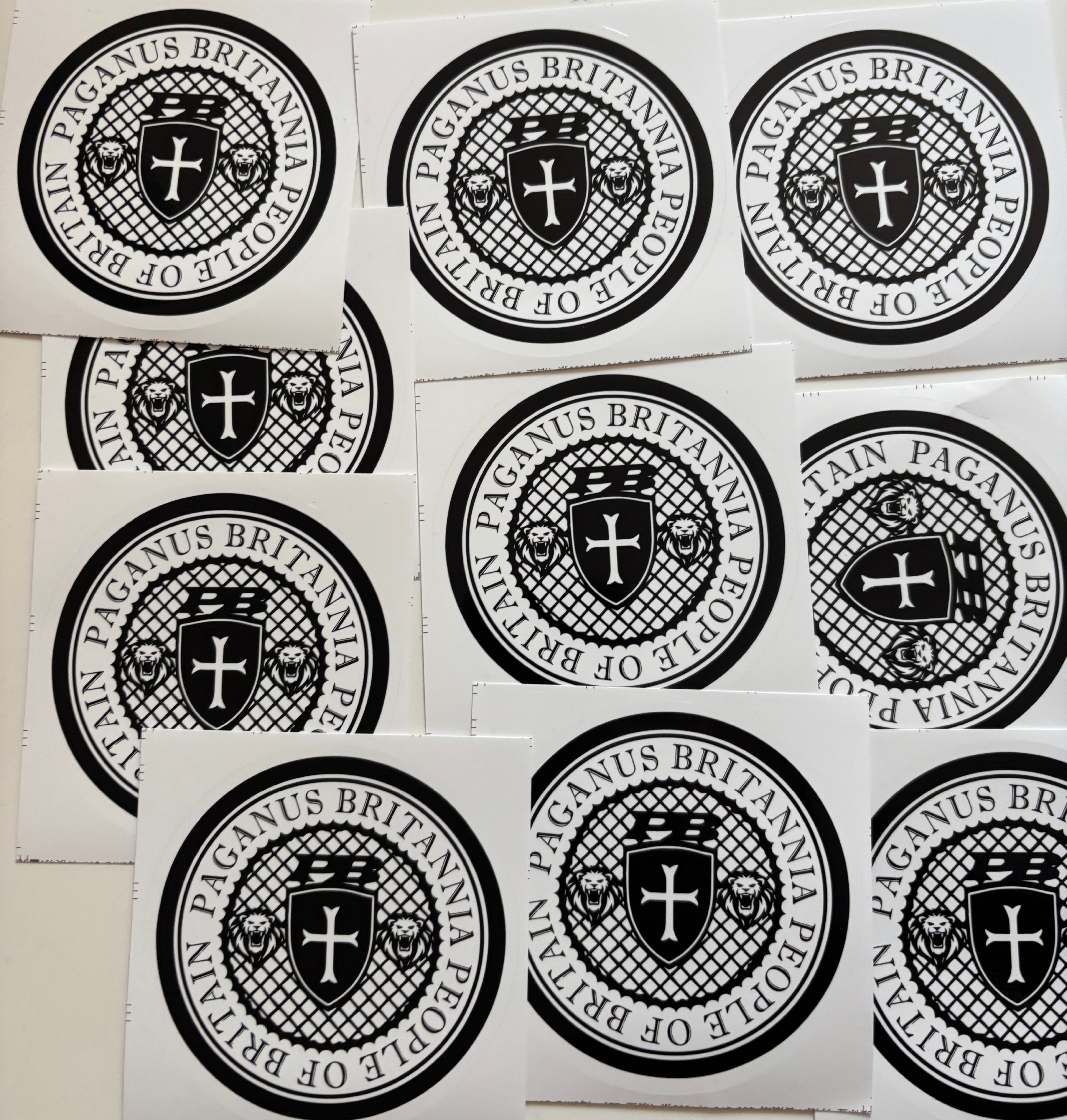 Pack of 10 People of Britain 10cm circular stickers. All sticker sales given to charity. Paganus Britannia