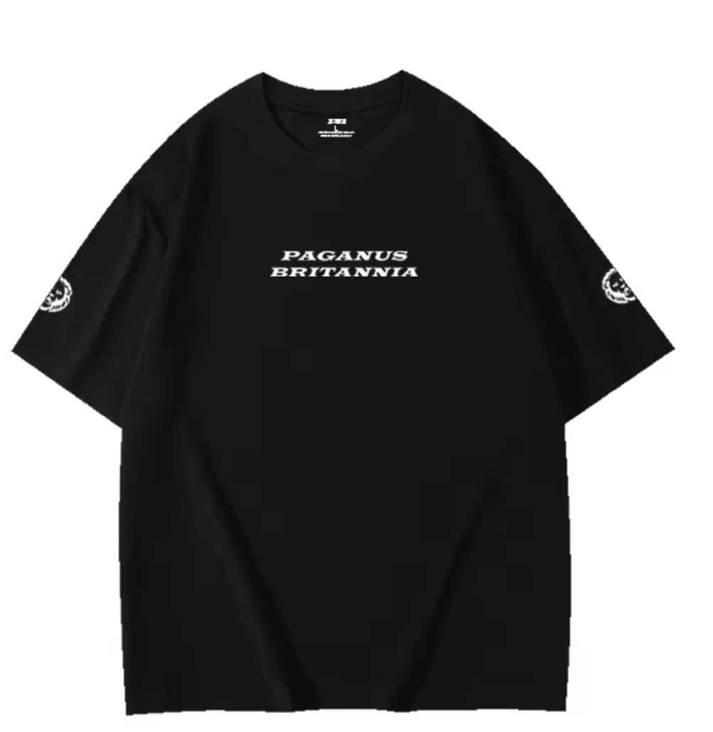 Black ultra heavy t-shirt. PAGANUS BRITANNIA. 320GSM organic cotton. ( Paganus Britannia