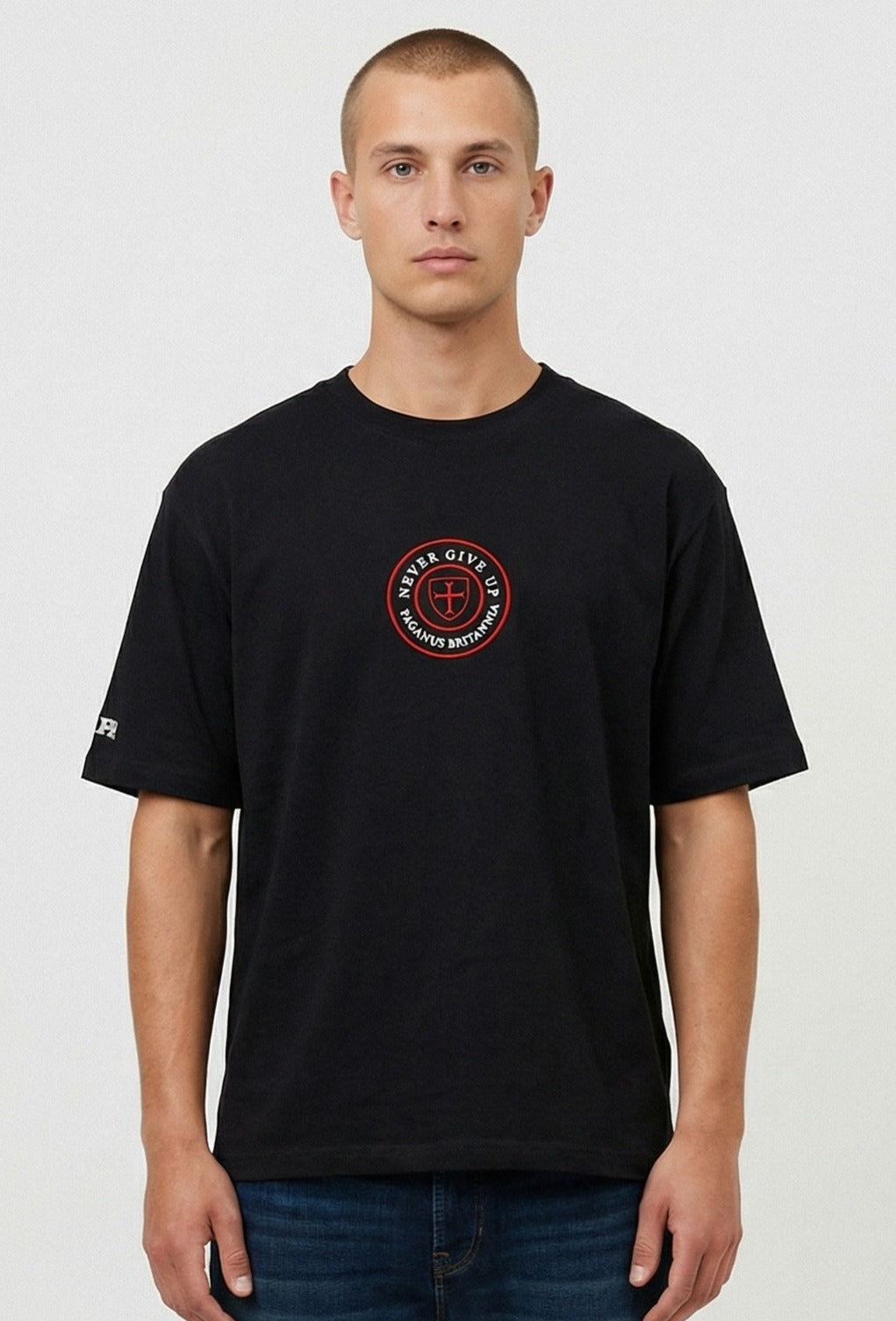 Black t-shirt ultra heavy 280gsm organic combed cotton. Paganus Britannia