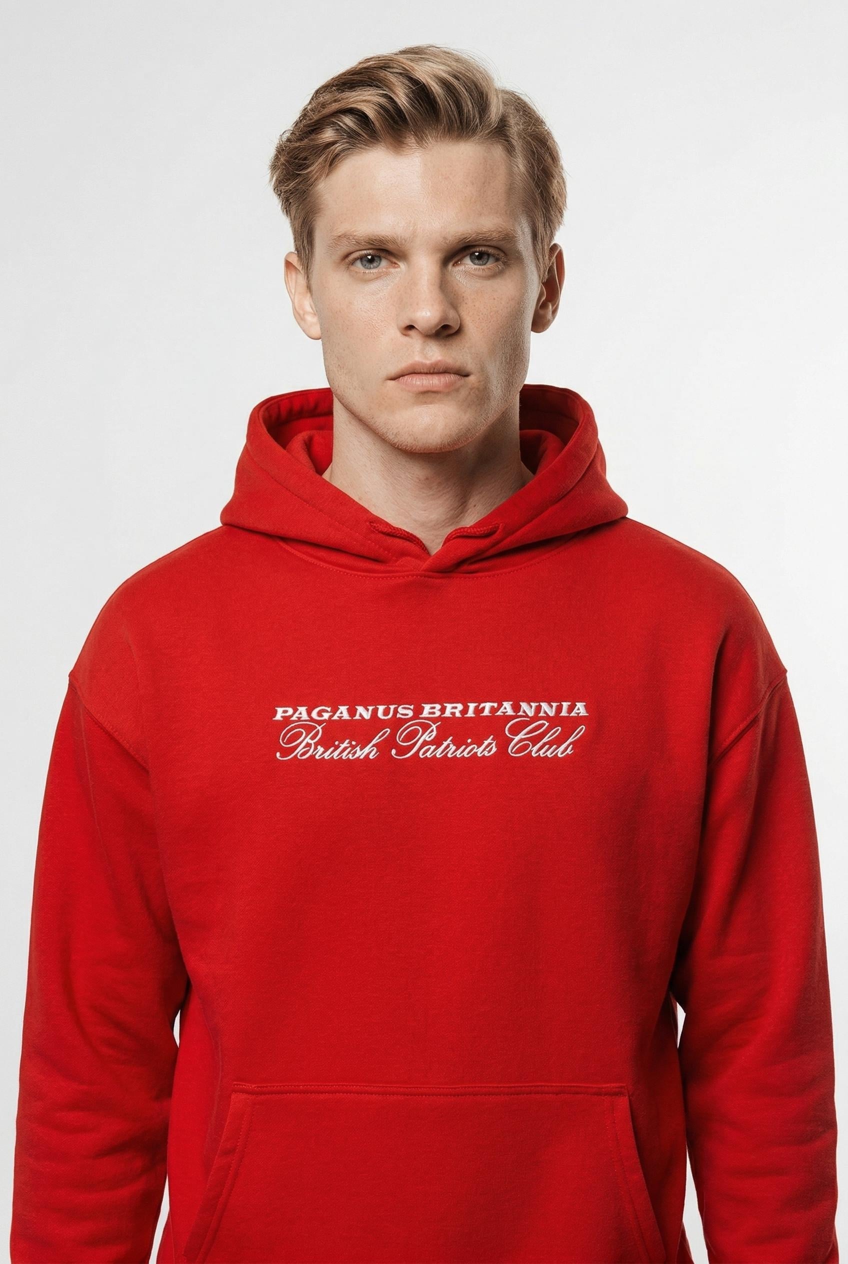 500 gsm red cotton hoodie. Paganus Britannia
