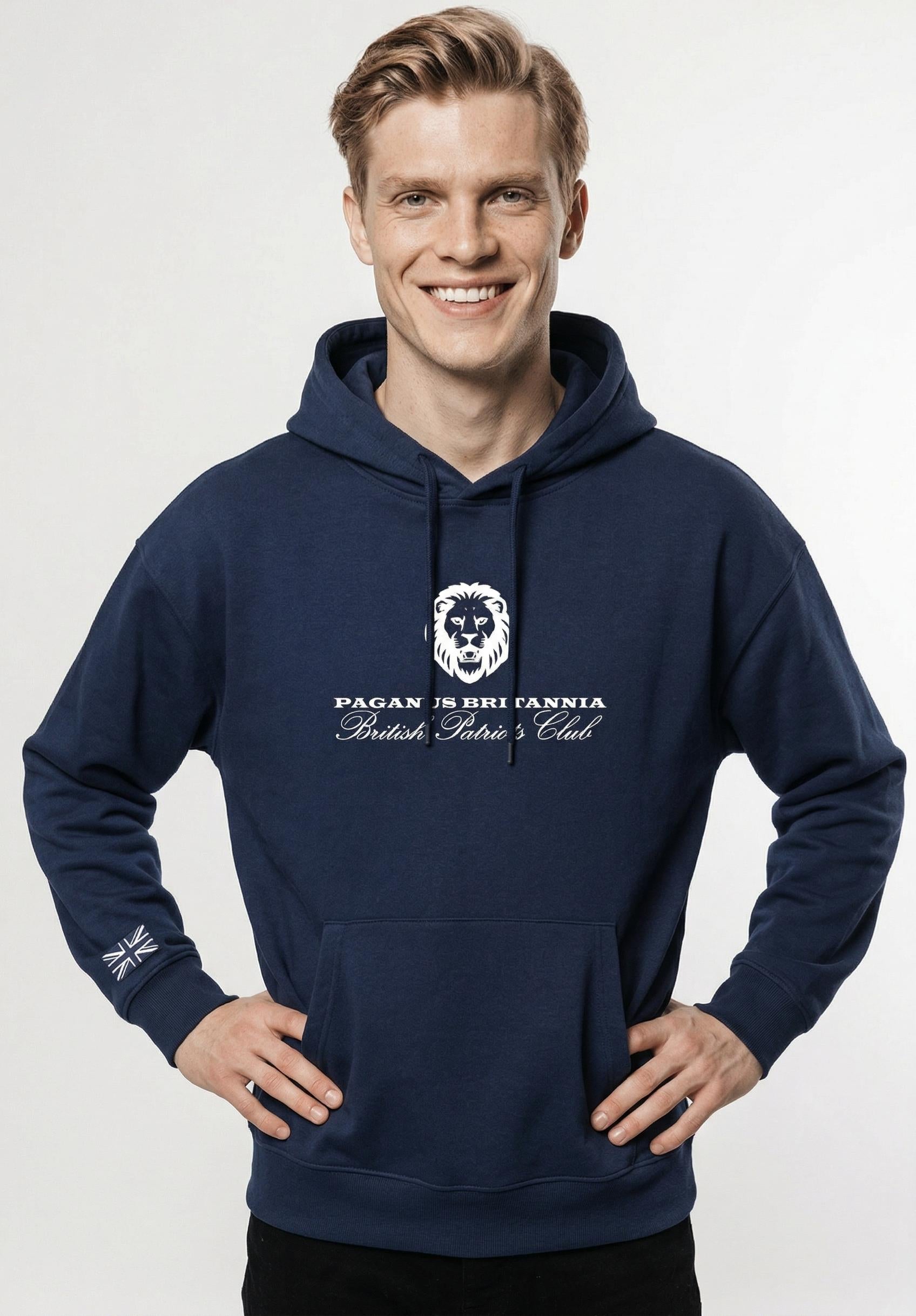 British Patriots Club ultra heavy navy blue hoodie 520 gsm Paganus Britannia