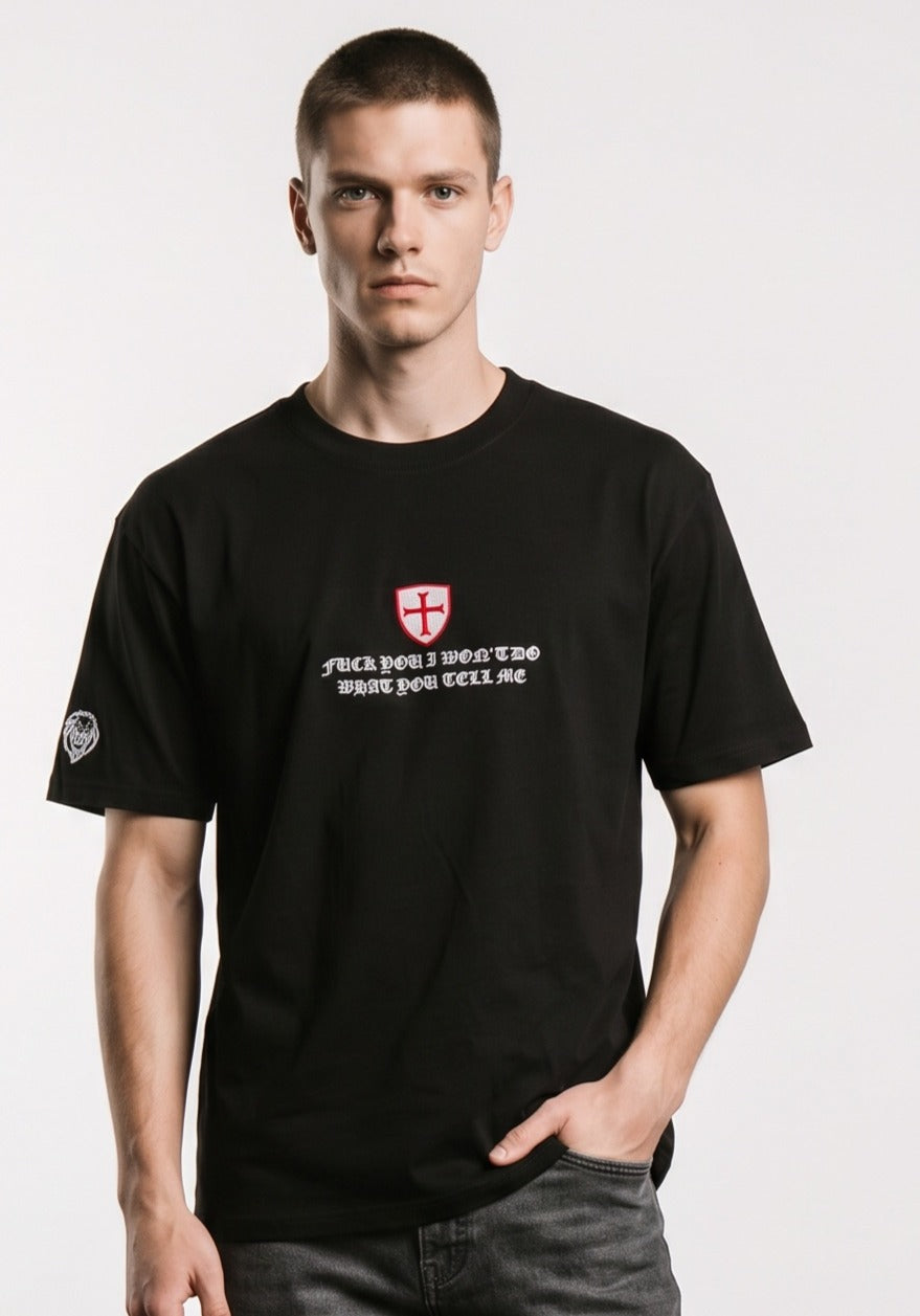 Black RAGE t-shirt Paganus Britannia Fuck you I won't do way you tell me