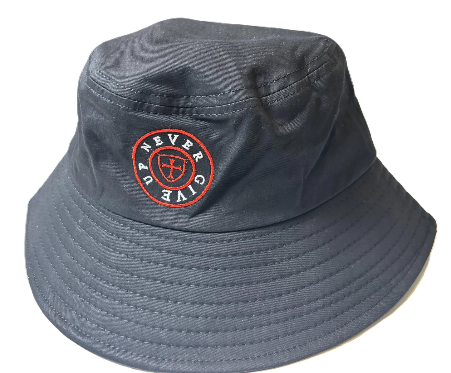 Organic cotton black bucket hat, Never Give Up collection