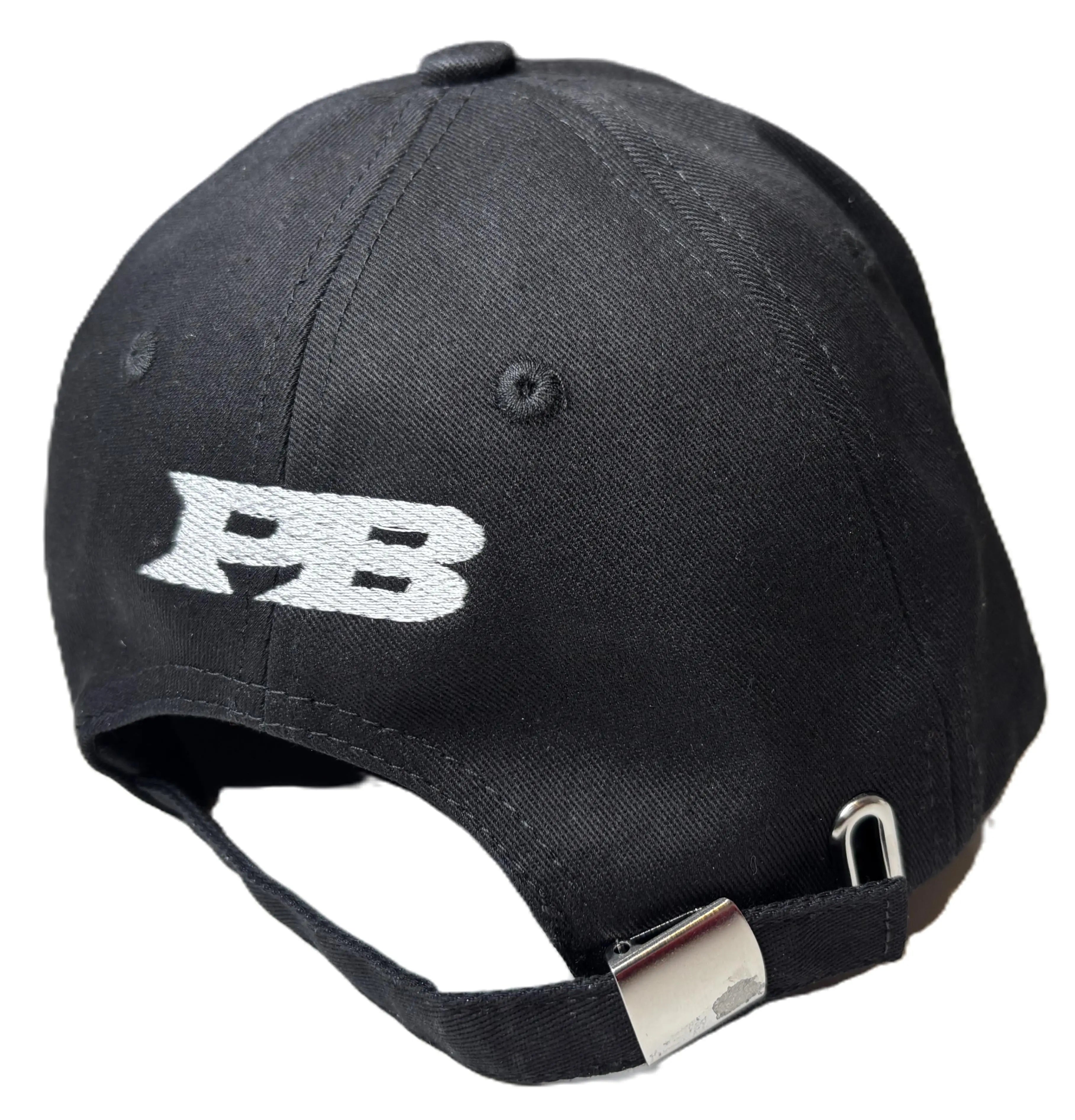 Black Paganus cap with a red English rose