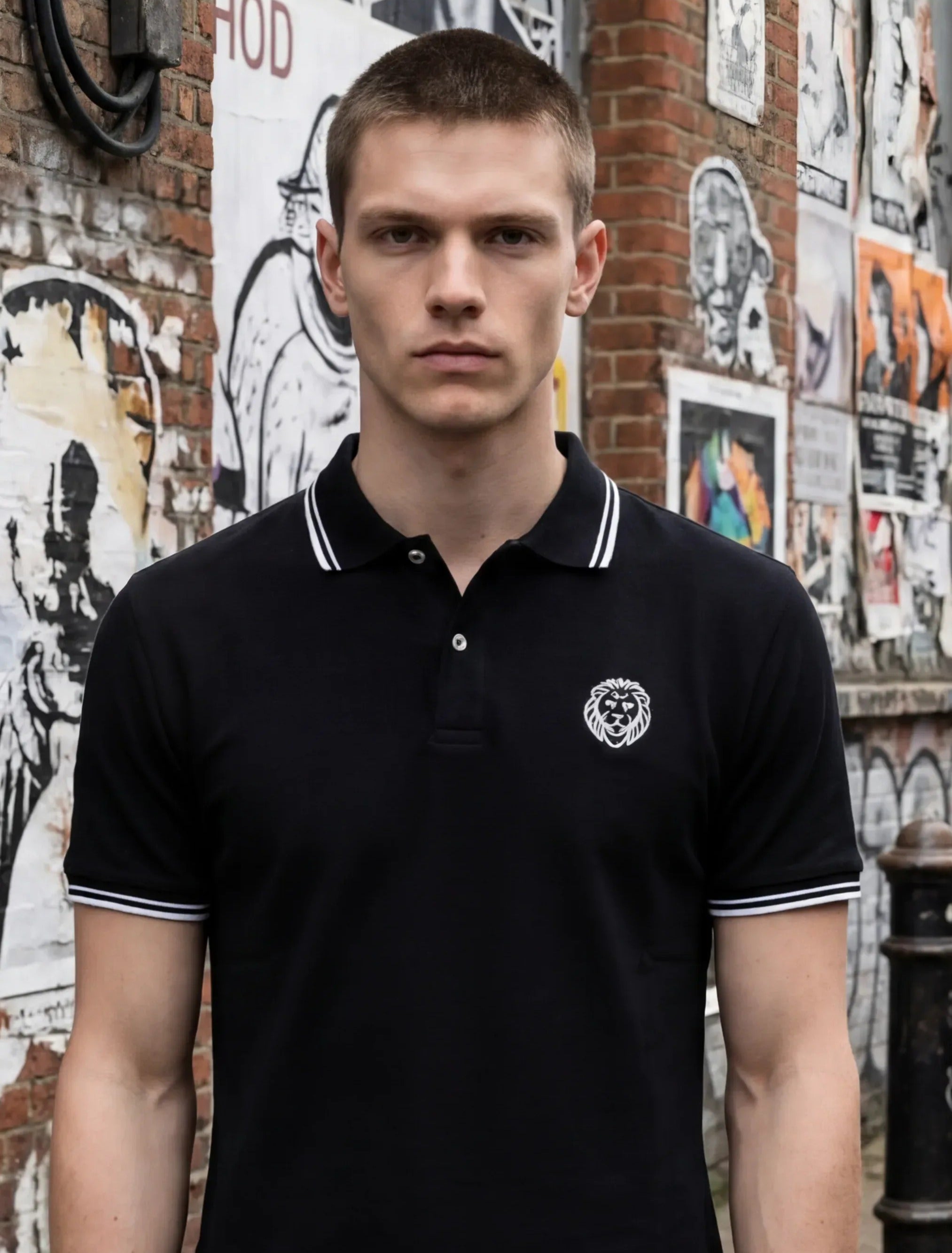 Black Polo Shirt, Highest Quality thick pique 100% cotton. Paganus Britannia