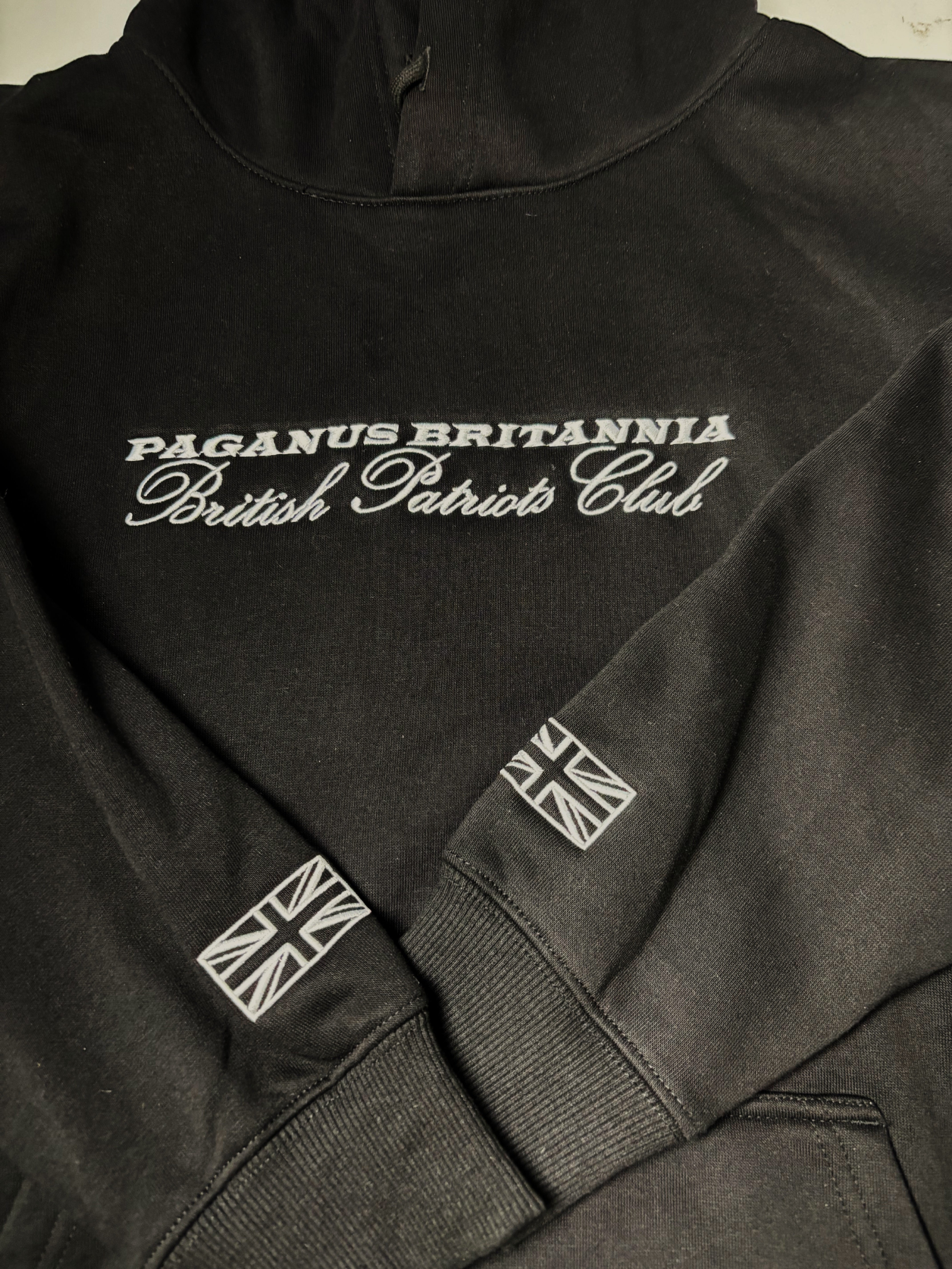 Black cotton hoodie. Ultra Heavy 450gsm. Paganus Britannia