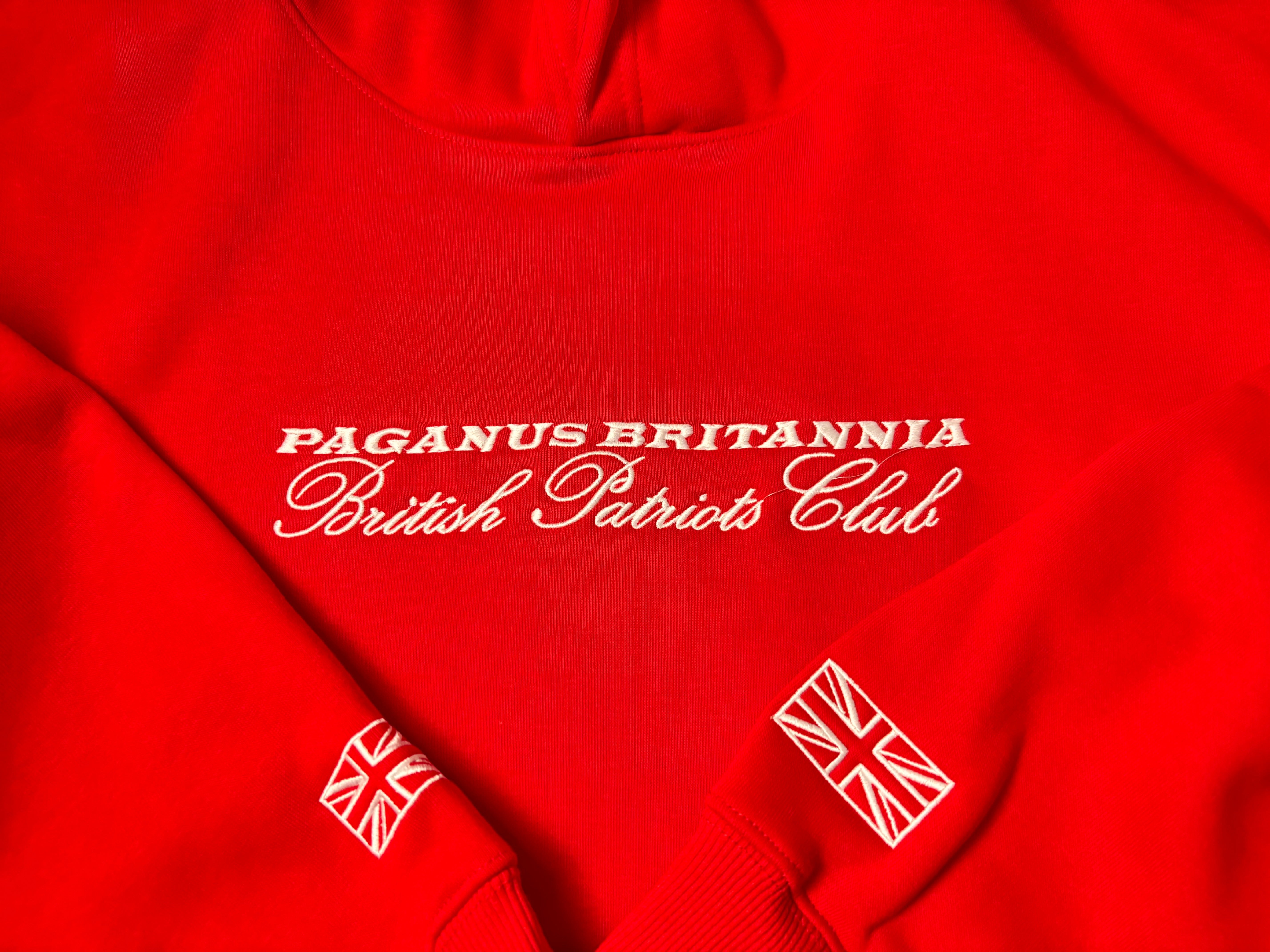 450gsm Ultra Heavy Red cotton hoodie. Paganus Britannia