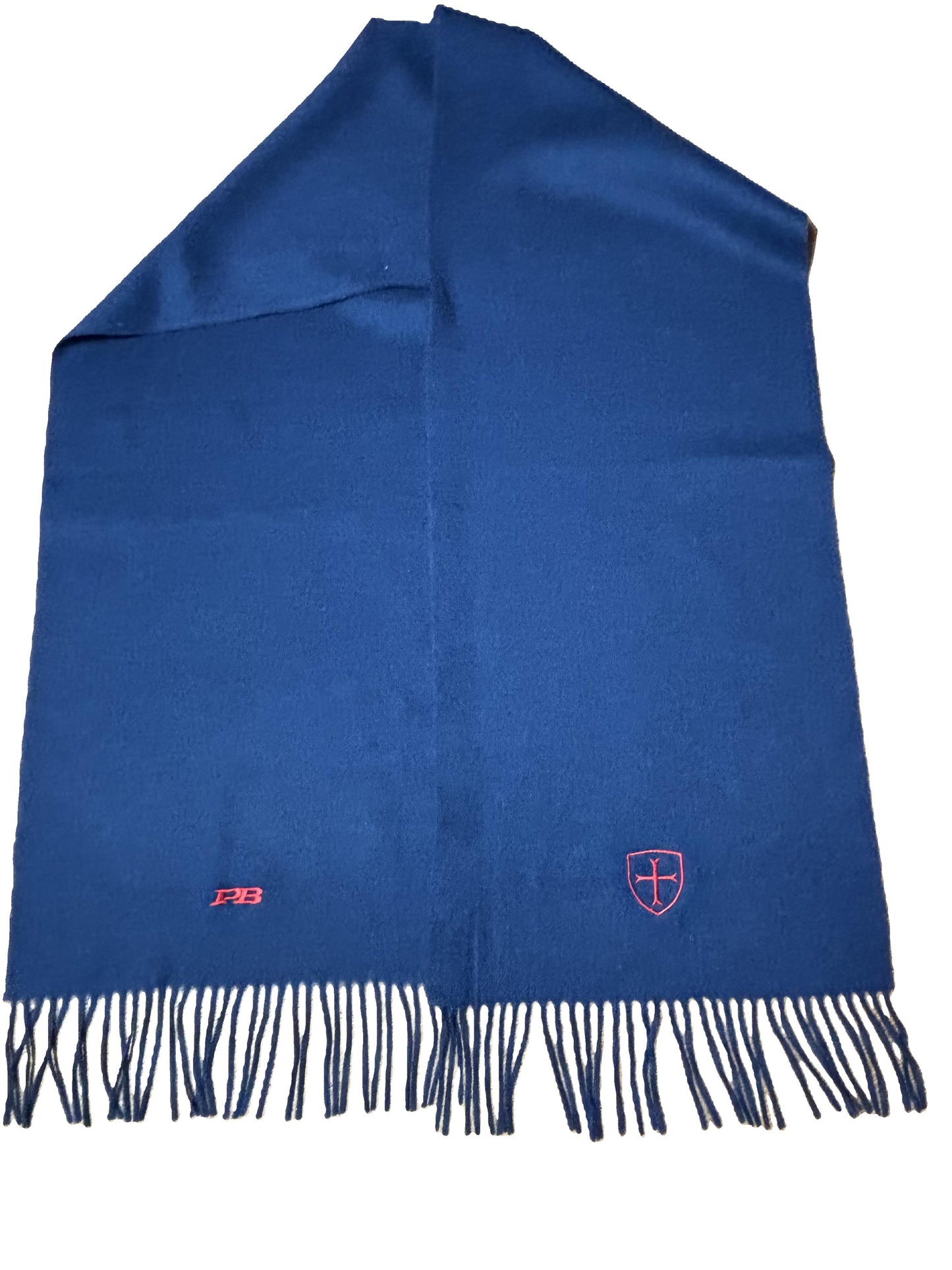 Cashmere wool blend blue scarf with patriot logos