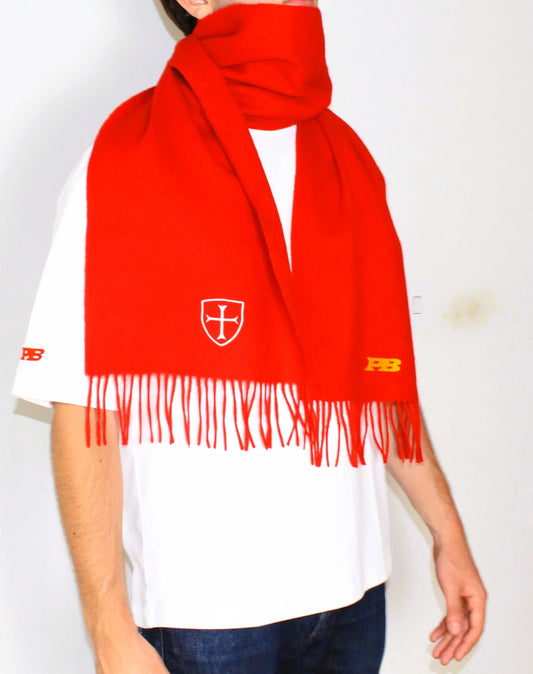 Merino wool scarf, scarlet red.