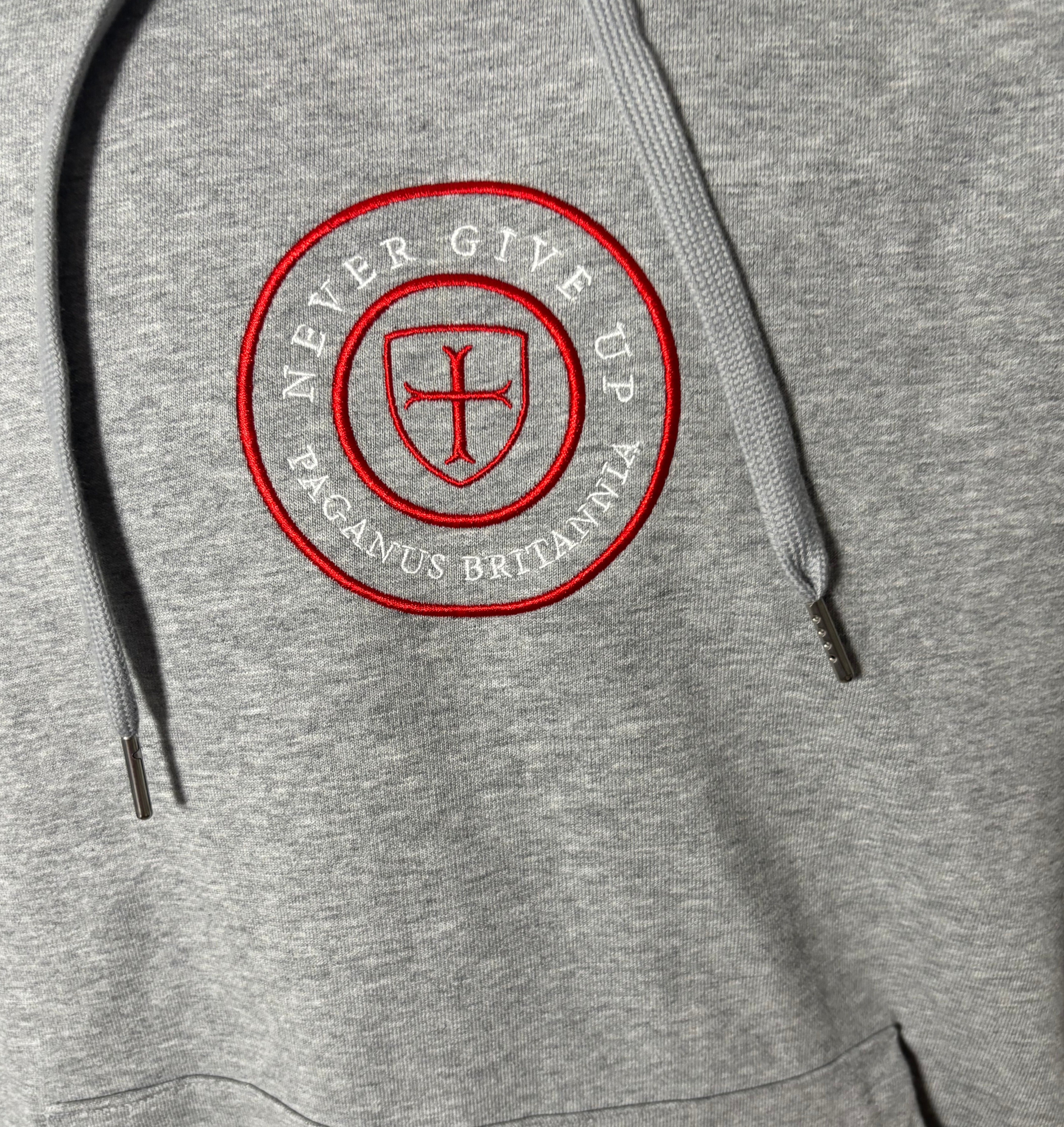 Grey heavy 360 gsm cotton hoodie. Paganus Britannia