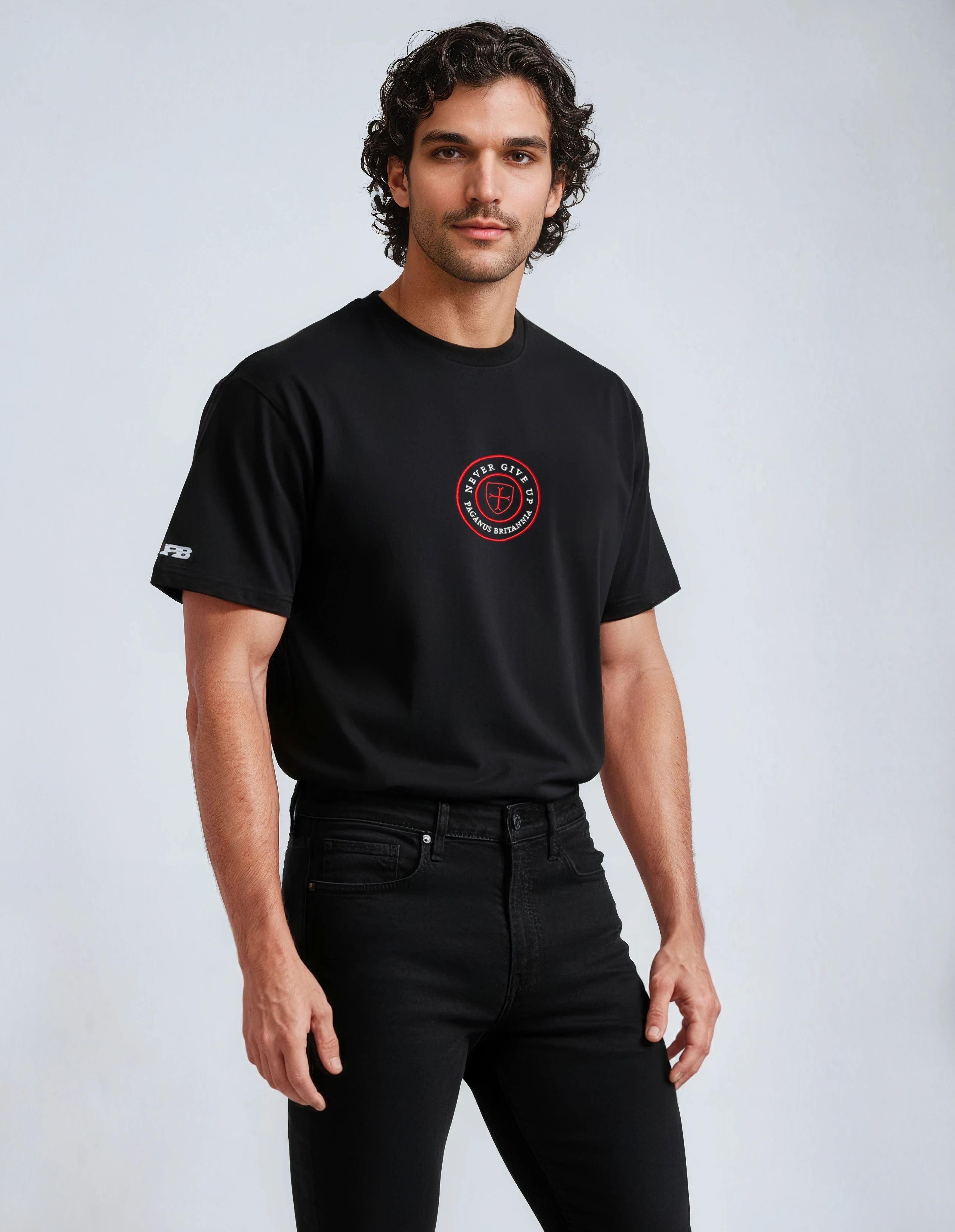 Black t-shirt ultra heavy 280gsm organic combed cotton. Paganus Britannia