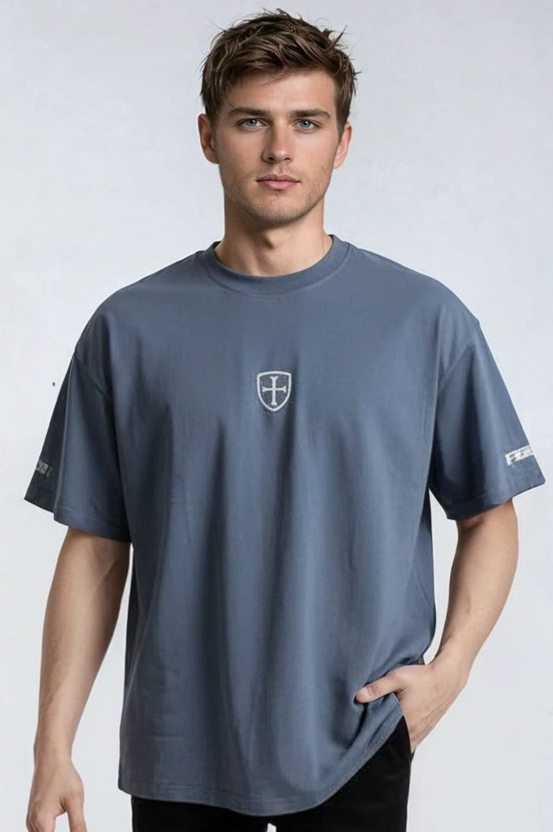 Paganus blue heavy cotton t-shirt with white patriot logo