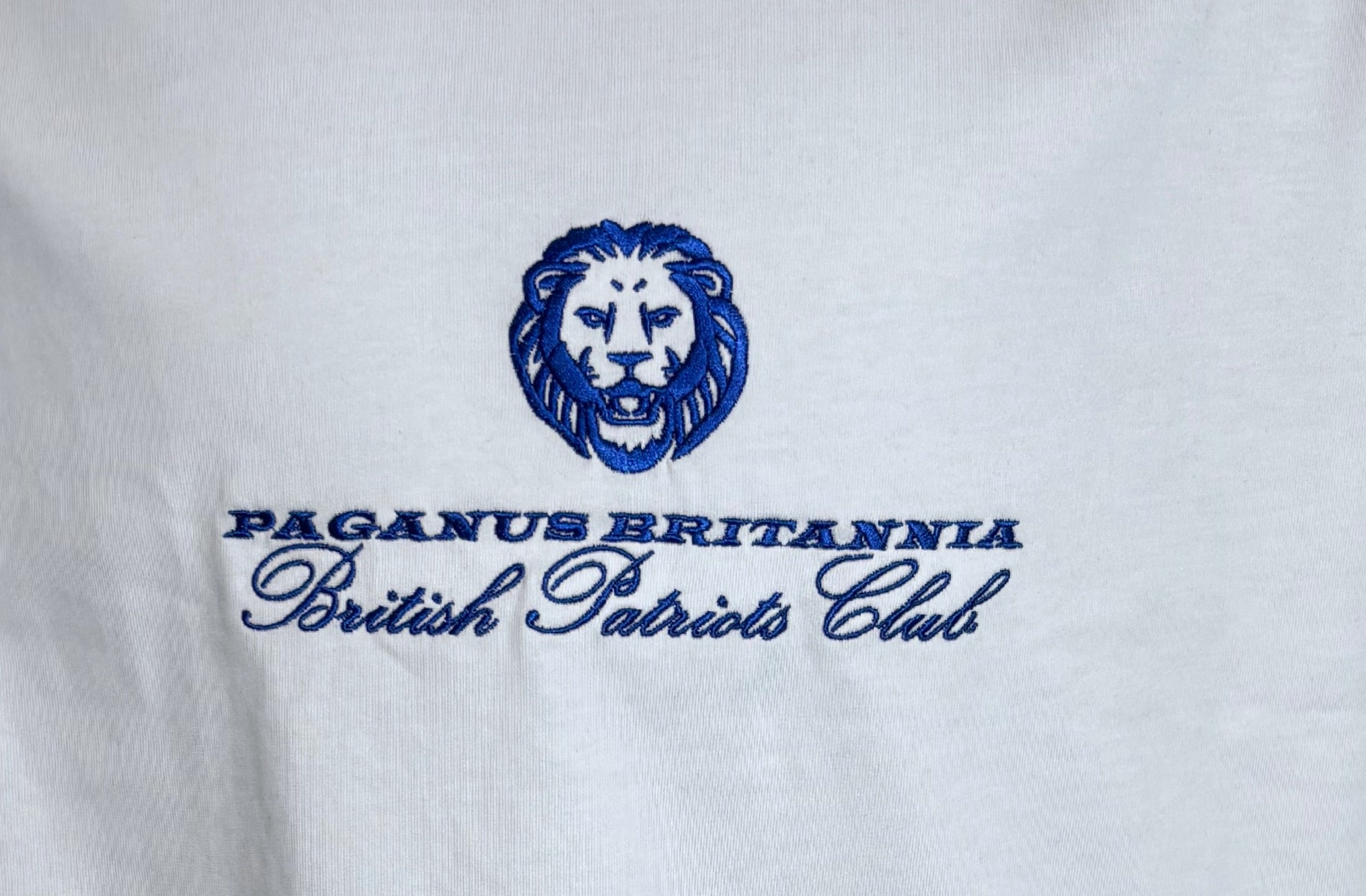 Ultimate luxury ring spun 300gsm organic cotton t-shirt, pure silk embroidery. Paganus Britannia