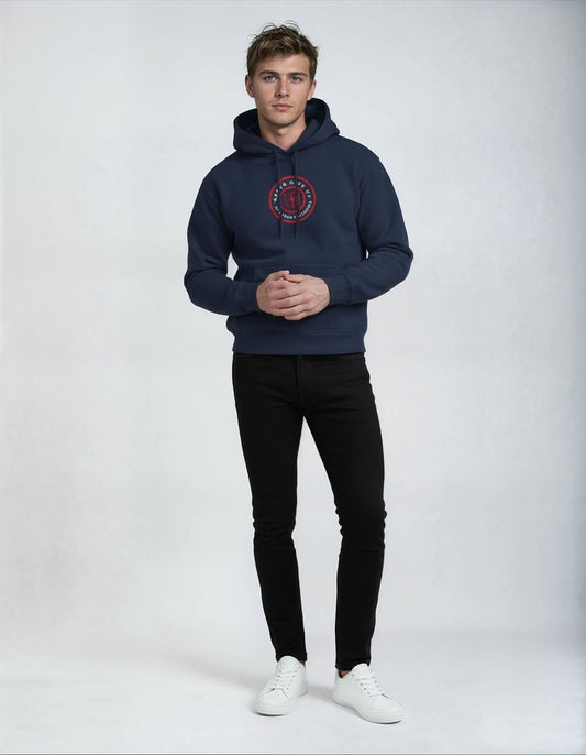 Blue heavy 400gsm cotton hoodie. Never Give Up collection. Due in stock 30.10