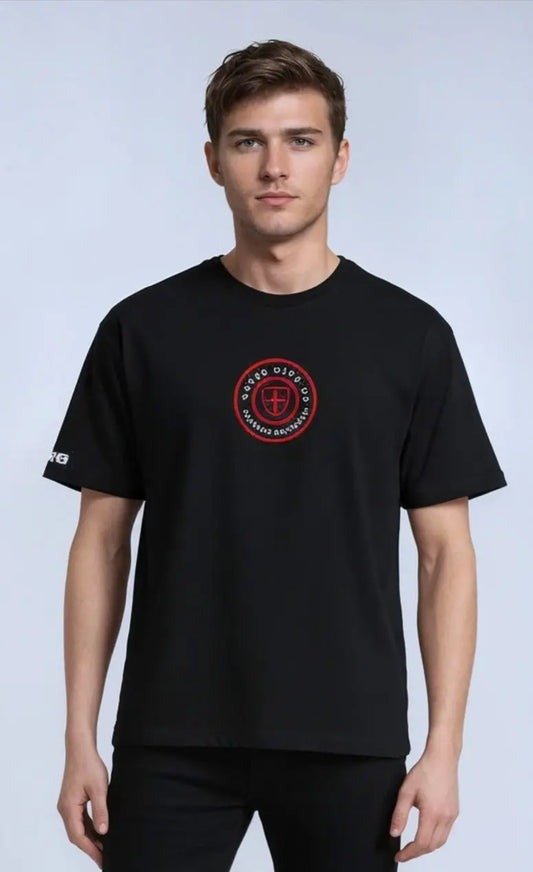 Black t-shirt ultra heavy 280gsm organic combed cotton.