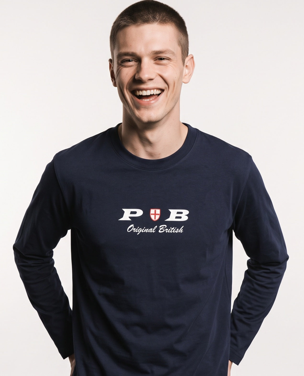 Original British long sleeved navy blue 240 gsm cotton  t-shirt. Only £19.99 for advance orders. Paganus Britannia
