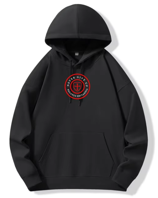 Never Give Up collection. Black heavy 400gsm cotton hoodie