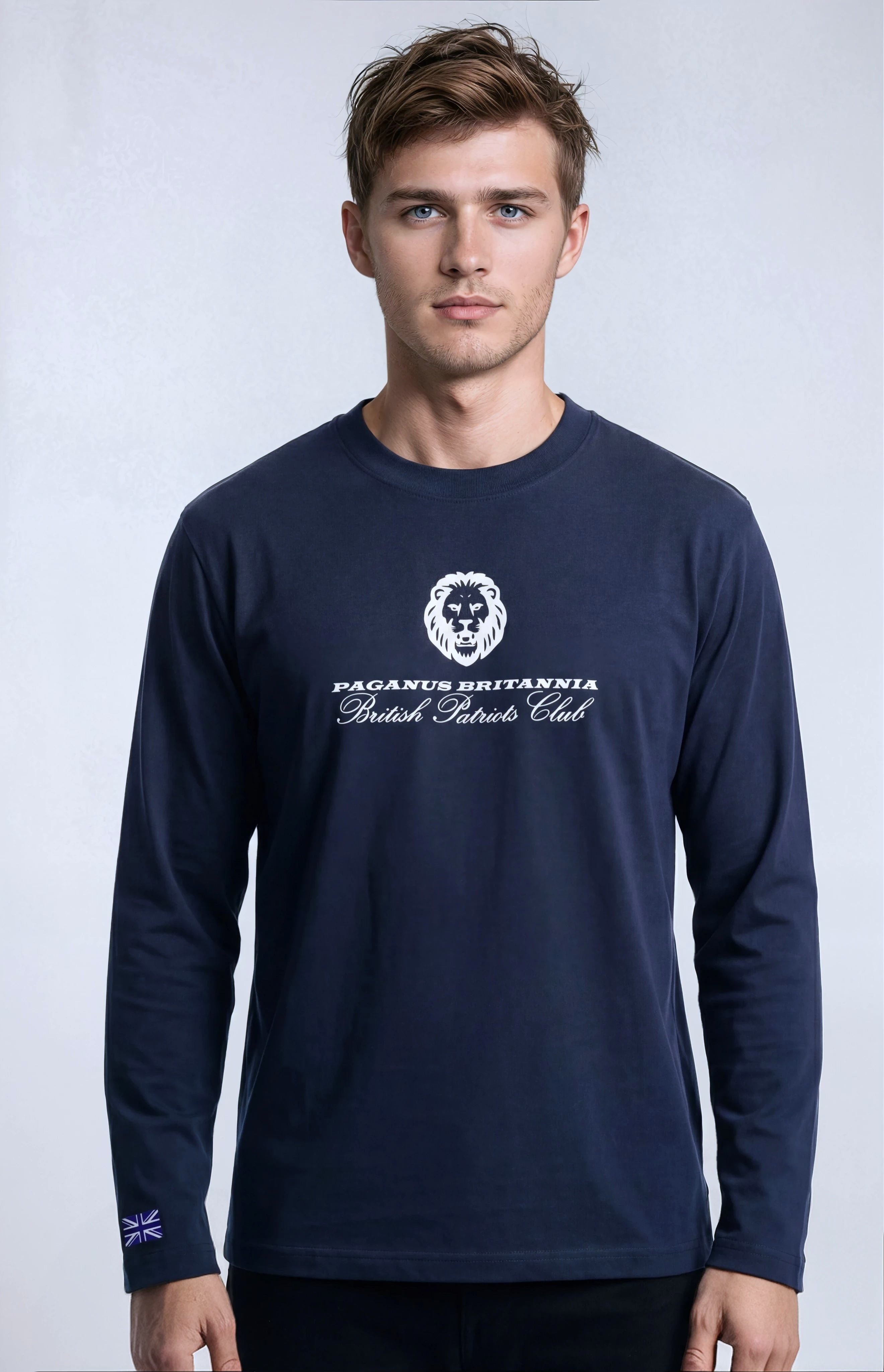 British Patriots Club dark navy blue long sleeved t-shirt. Paganus Britannia