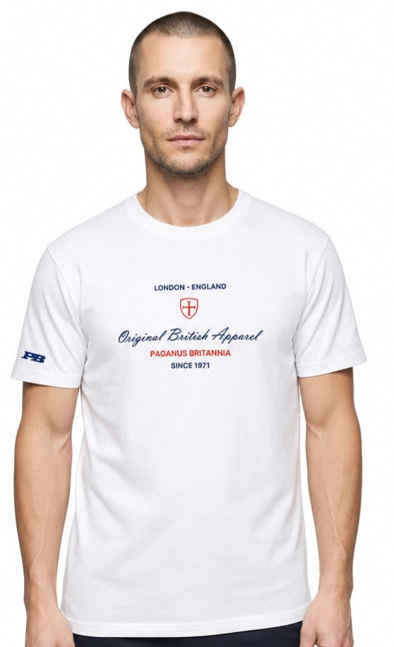 A timeless classic. Original British Apparel white 280gsm t-shirt Paganus Britannia