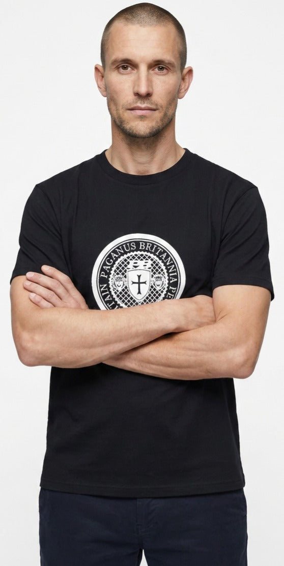 Man wearing a black PAGANUS BRITANNIA