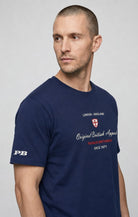 A classic embroidery design . Original British Apparel blue 280 gsm t-shirt Paganus Britannia