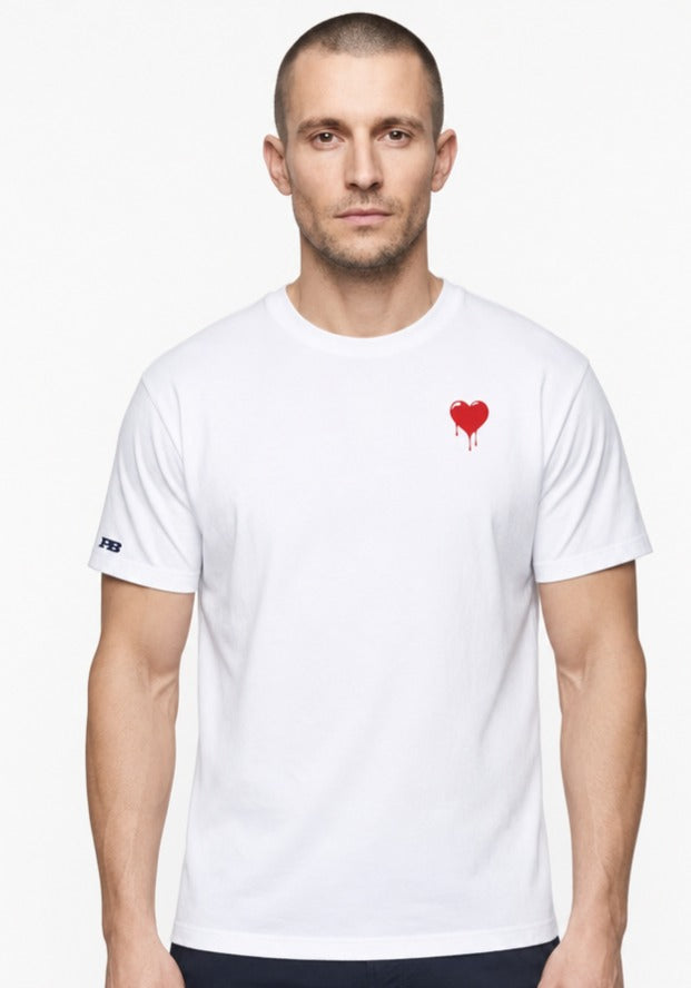 Bleeding Heart heavy cotton white t-shirt 280 gsm Paganus Britannia