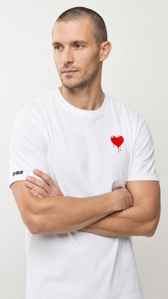 Bleeding Heart heavy cotton white t-shirt 280 gsm Paganus Britannia