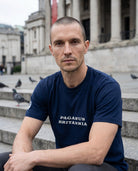Blue t-shirt. PAGANUS BRITANNIA. Ultra heavy 320GSM organic cotton. Paganus Britannia