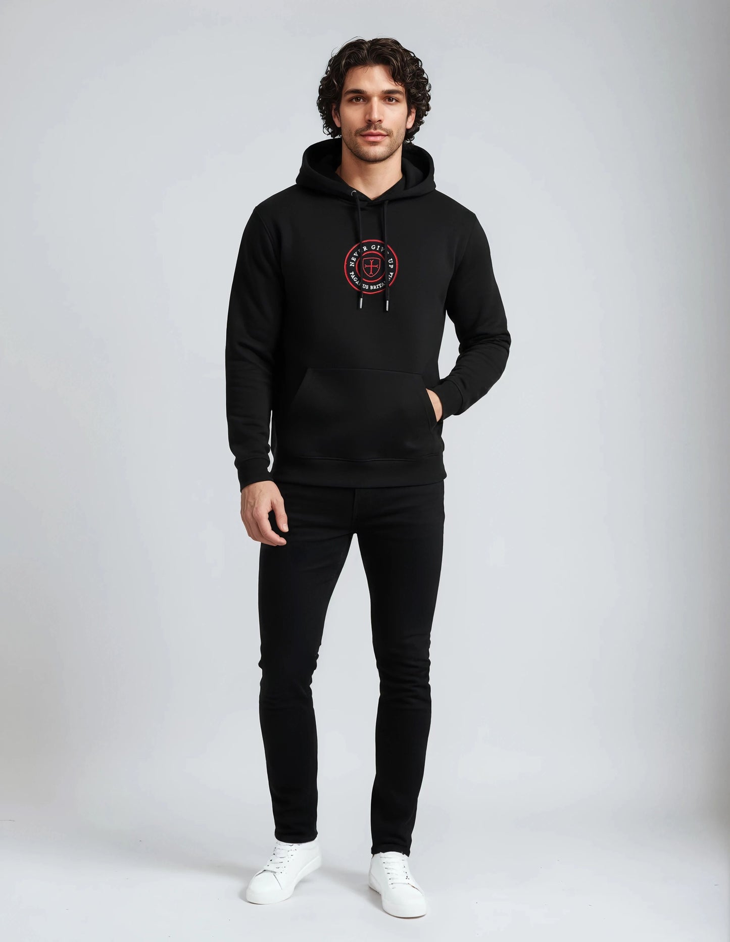 Black heavy 360gsm cotton hoodie Paganus Britannia