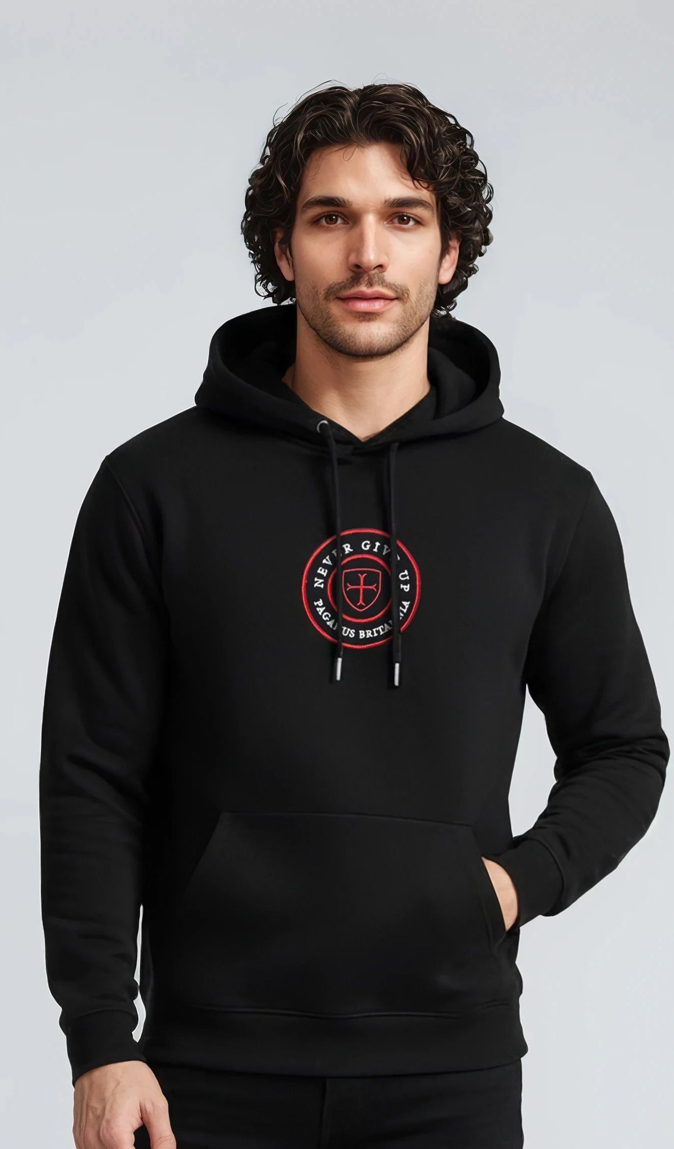 Black heavy 360gsm cotton hoodie Paganus Britannia
