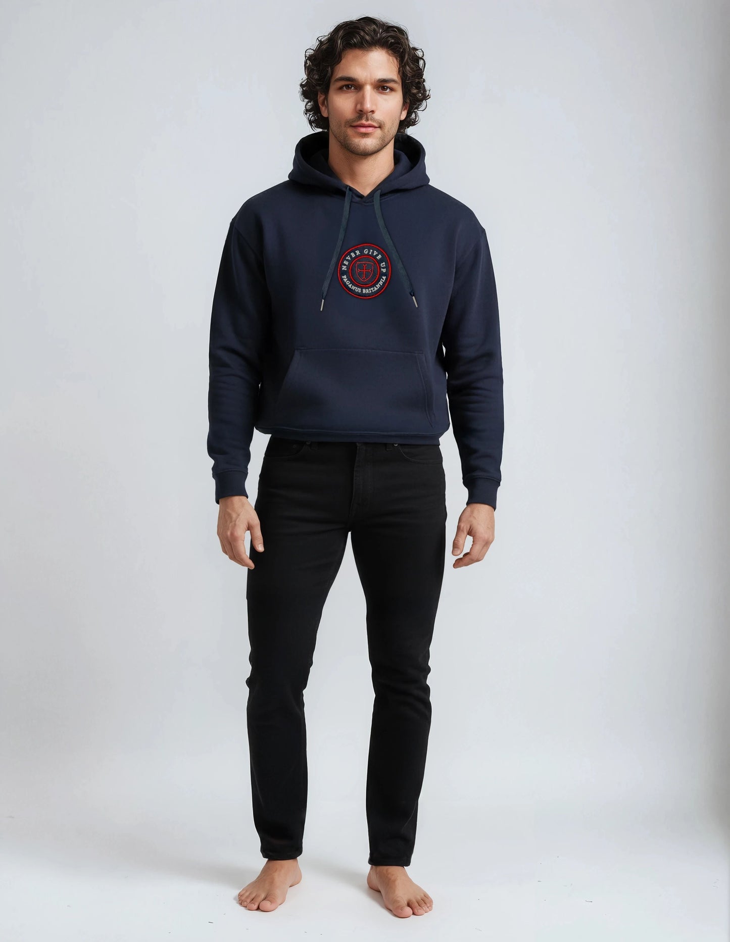 Blue heavy 360gsm cotton hoodie. Paganus Britannia