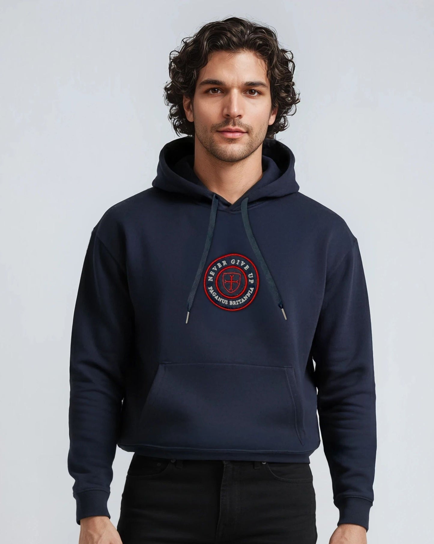 Blue heavy 360gsm cotton hoodie. Paganus Britannia