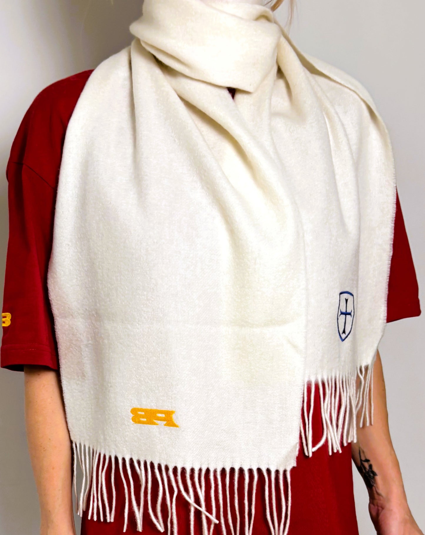 Wool scarf. Luxurious & beautiful ivory colour 100% Merino wool.