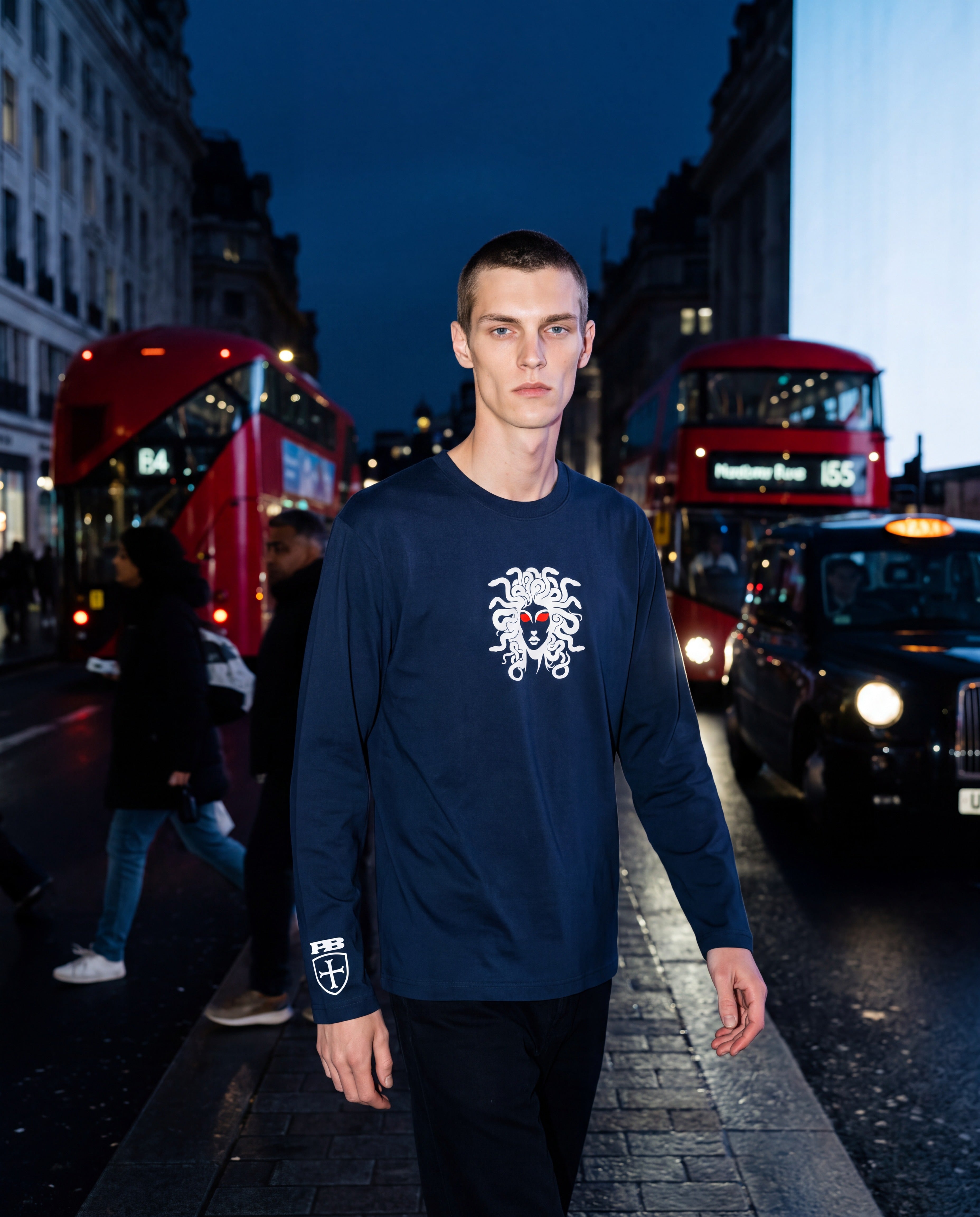 White Medusa navy blue long sleeved t-shirt. £10 discount for advance orders. Due 31st August. Paganus Britannia
