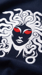 White Medusa navy blue long sleeved t-shirt. £10 discount for advance orders. Due 31st August. Paganus Britannia