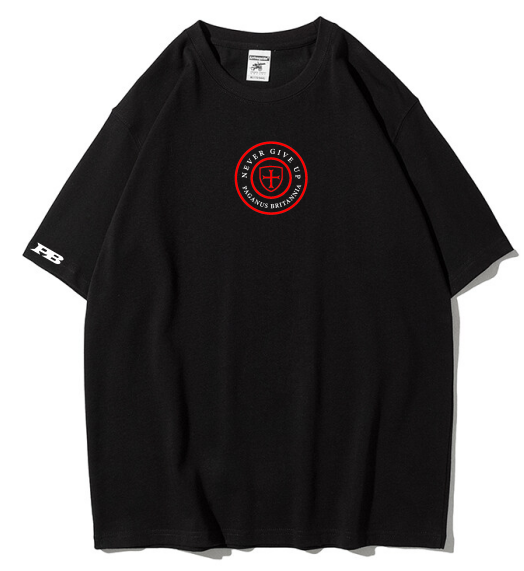 Never Give Up collection. Black t-shirt ultra heavy 280gsm combed cotton.