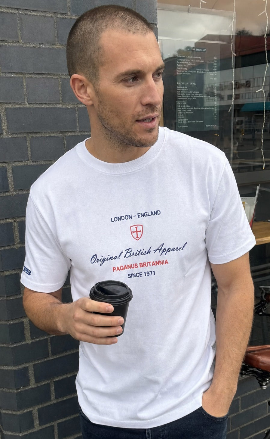 A classic embroidery design. Original British Apparel white 280gsm t-shirt Paganus Britannia