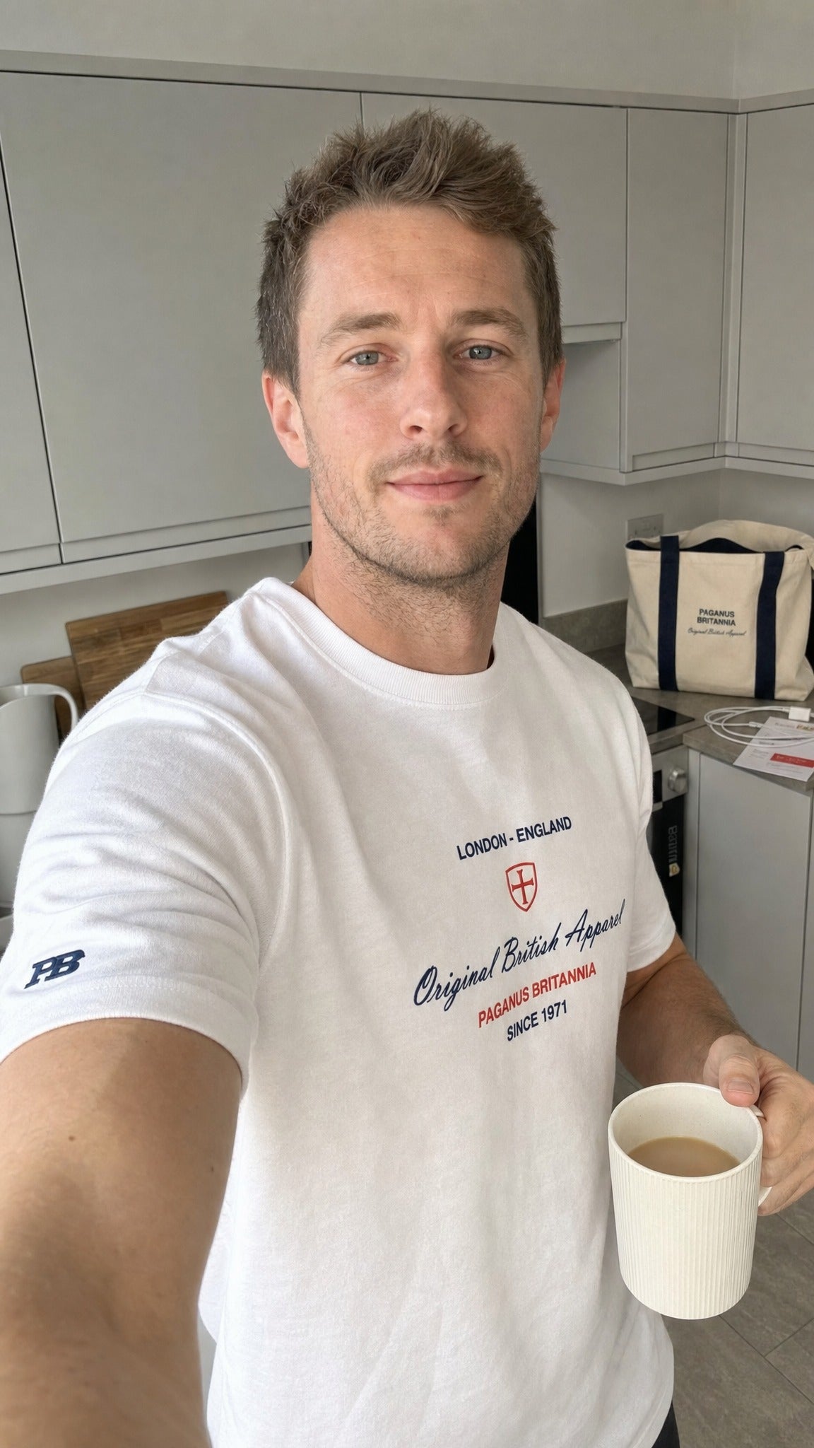 A classic embroidery design. Original British Apparel white 280gsm t-shirt Paganus Britannia