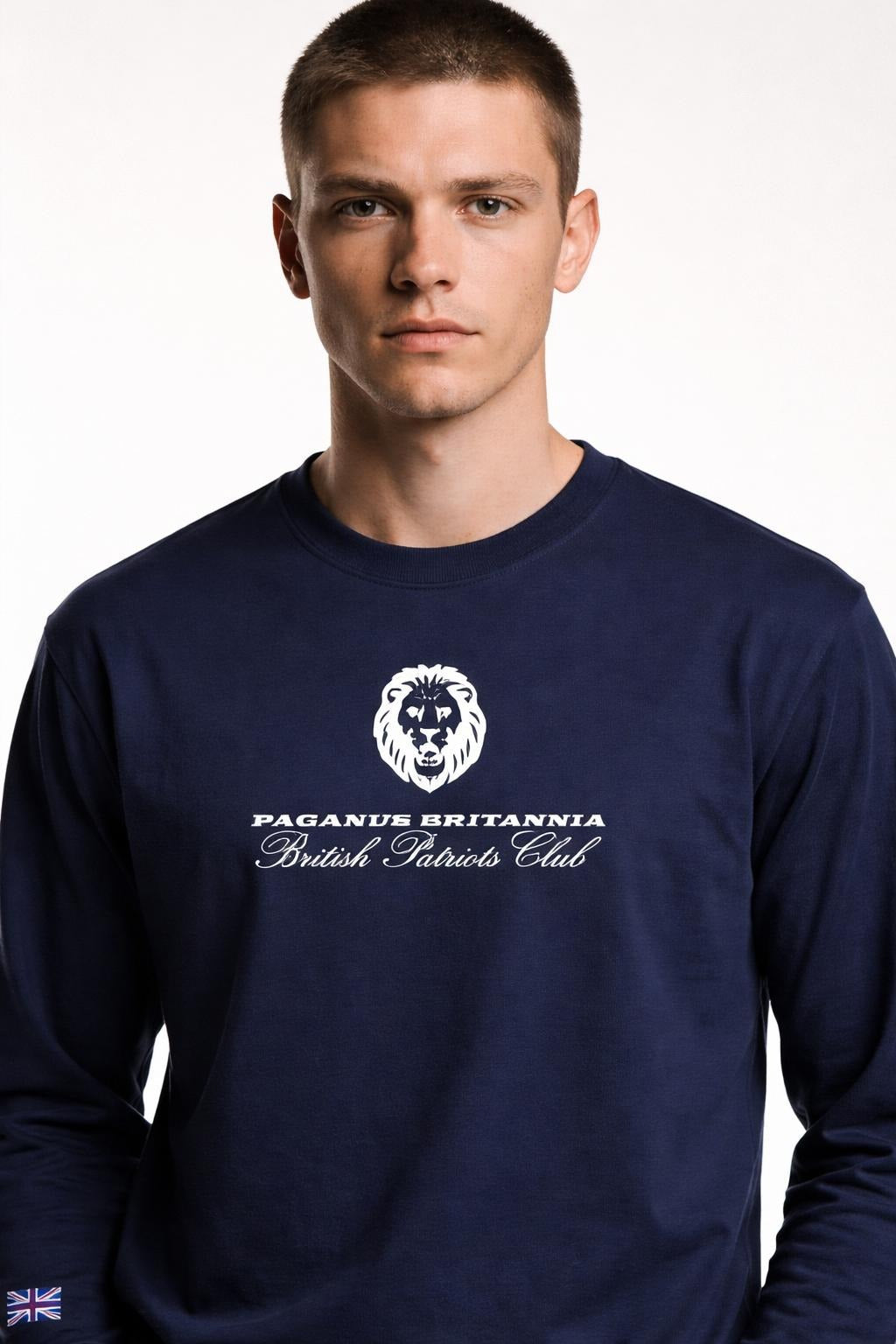 British Patriots Club dark navy blue long sleeved t-shirt. Paganus Britannia