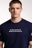 Blue t-shirt. PAGANUS BRITANNIA. Ultra heavy 320GSM organic cotton. Paganus Britannia