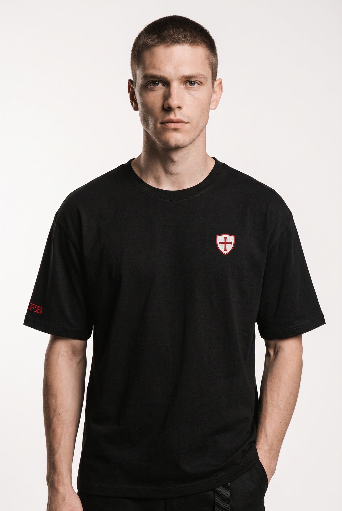 Charity Shield t-shirt, £5 from every sale added to our Key Charities fund.  Black t-shirt 280gsm luxury cotton Paganus Britannia